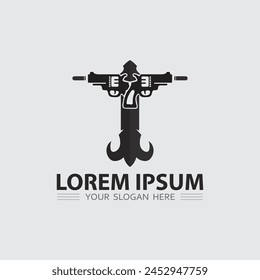 Gun logo icon and tactical design guns vector illustration