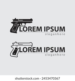 Icono del logotipo de la pistola y diseño táctico pistolas Ilustración vectorial