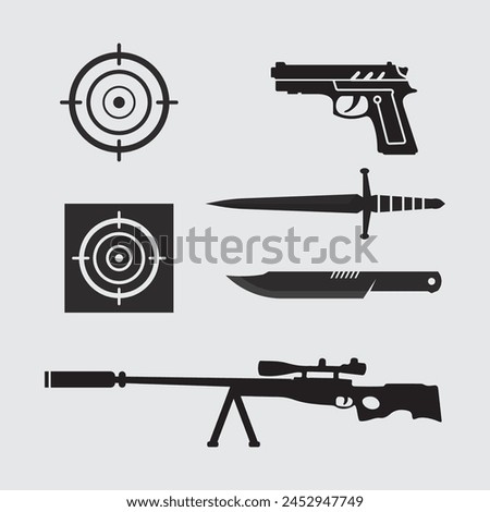 Gun logo icon and tactical design guns vector illustration