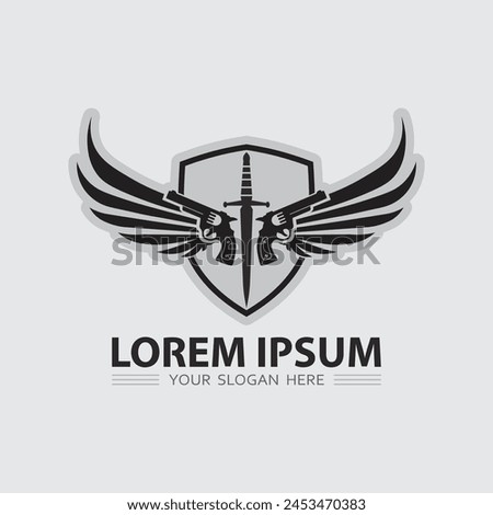 Gun logo icon and tactical design guns vector illustration