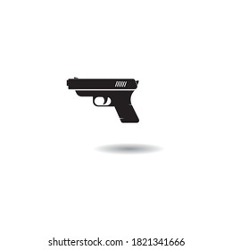Diseño de la ilustración vectorial del logotipo de la pistola y fondo