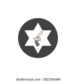 Gun logo vector illustration design and background