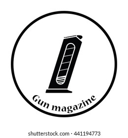 Gun Magazine Icon. Thin Circle Design. Vector Illustration.