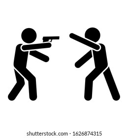 Gun man shoot icon. Simple warning armed man icons for ui and ux website or mobile application