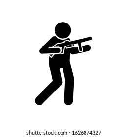 Gun man shoot icon. Simple warning armed man icons for ui and ux website or mobile application