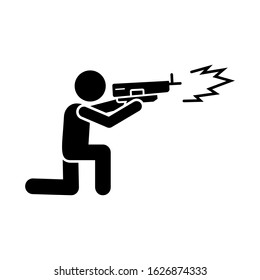 Gun man shoot icon. Simple warning armed man icons for ui and ux website or mobile application