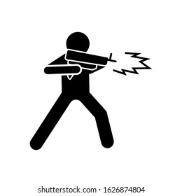 Gun man shoot icon. Simple warning armed man icons for ui and ux website or mobile application