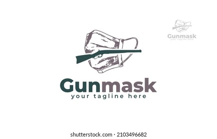 Diseño del logo de la máscara de arma. vector