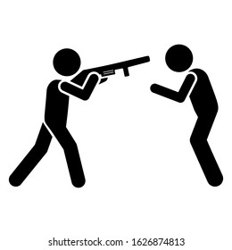 Gun men murder icon. Simple warning armed man icons for ui and ux website or mobile application