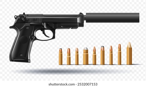 gun modern weapons realistic vector illustrations	
