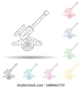 A gun multi color set icon. Simple thin line, outline vector of army icons for ui and ux, website or mobile application