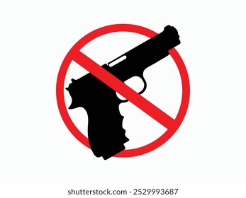 Pistola no permitida, Arma no permitida, Ilustración vectorial de signo, Armas prohibidas, Aislado sobre fondo blanco, Pistola
