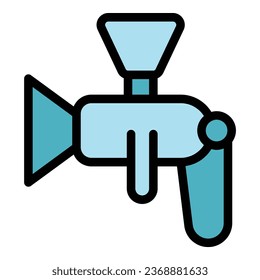 Gun paint icon outline vector. Body painter. Repair service color flat