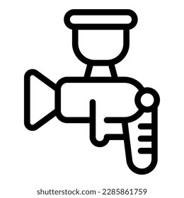 Vector de contorno de icono del pintor de armas. Pulverización de coches. Reparación del pintor