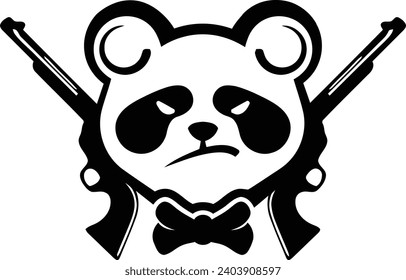 Plantilla de logotipo Gun with Panda en un estilo minimalista moderno
