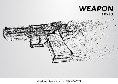 The gun of the particles. The weapon consists of circles and points. Vector illustration