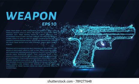 The gun of the particles. The weapon consists of circles and points. Vector illustration