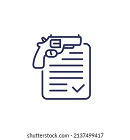 Gun Permit Or License Line Icon On White