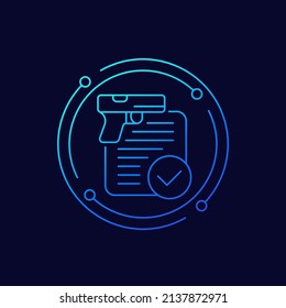 Gun Permit, License Line Vector Icon