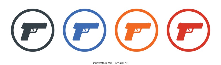 Gun, Pistol, Handgun Icon. Weapon Concept