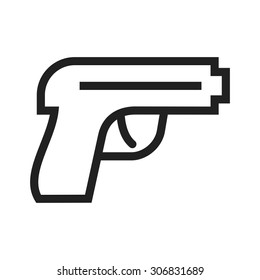 Gun, pistol, shot icon vector image. Can also be used for military. Suitable for use on web apps, mobile apps and print media.