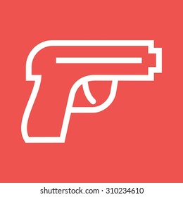 Gun, pistol, shot icon vector image. Can also be used for military. Suitable for use on web apps, mobile apps and print media.
