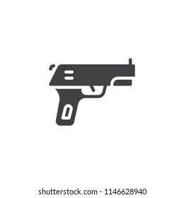Gun pistol vector icon. filled flat sign for mobile concept and web design. Hand Gun Weapon simple solid icon. Firearm symbol, logo illustration. Pixel perfect vector graphics