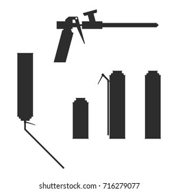 Gun for polyurethane foam. Repair tool silhouette.