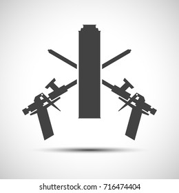 Gun for polyurethane foam. Repair tool silhouette.