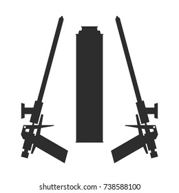 Gun for polyurethane foam. Repair tool silhouette.