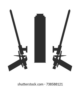 Gun for polyurethane foam. Repair tool silhouette.