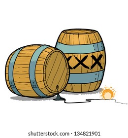 Gun Powder Barrel Cartoon Illustration