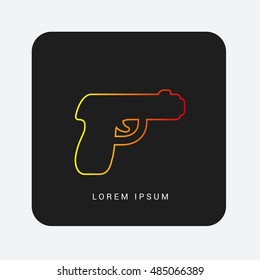 Gun Red & Orange gradient attractive line thin icon / logo design