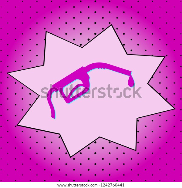 Gun for refueling .Purple icon pop-art\
background .Vector.