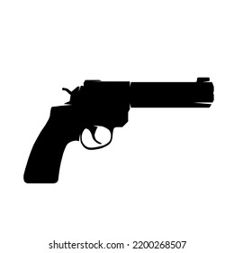 Gun Revolver Icon Illustration Silhouette Black