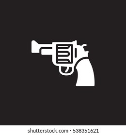 Gun, revolver icon vector, filled flat sign, solid pictogram isolated on black. Symbol, logo illustration