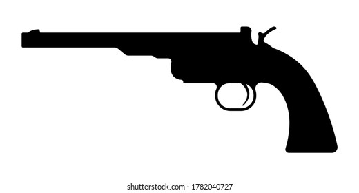Gun revolver icon. Vintage pistol silhouette. Western handgun. Vector illustration.