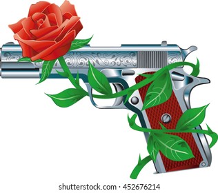 gun with rose