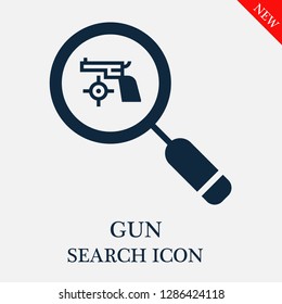 Gun search icon. Editable Gun search icon for web or mobile.