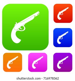 Gun set icon color in flat style isolated on white. Collection sings vector illustration