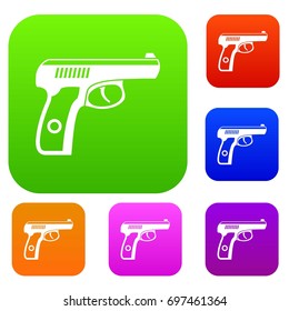 Gun set icon in different colors isolated vector illustration. Premium collection