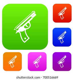 Gun set icon in different colors isolated vector illustration. Premium collection