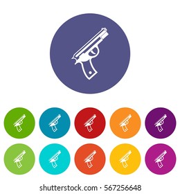 Gun set icons in different colors isolated on white background