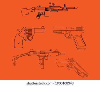 gun set machine gun uzi pistol