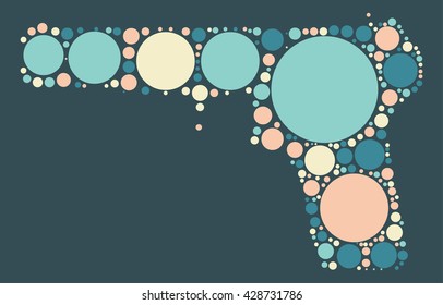 gun shape design by color point