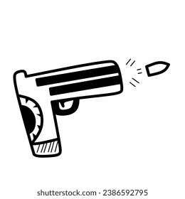 Schusswaffensymbol Vektordesign-Illustration mit bearbeitetem Strich