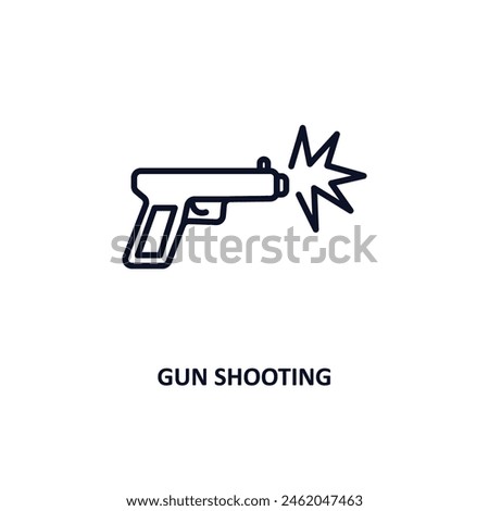 gun shooting outline icon. Thin line icon from army and war collection. Editable vector isolated on white background