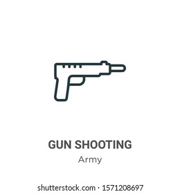 Gun shooting outline vector icon. Thin line black gun shooting icon, flat vector simple element illustration from editable army concept isolated on white background