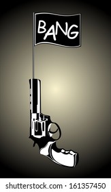 Gun Shoots Flag Bang Vector Stock Vector (Royalty Free) 161357450 ...