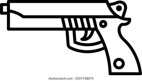 Una pistola se muestra en un dibujo en blanco y negro. La pistola es una pistola de juguete y no es real